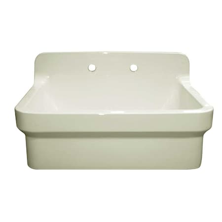 Whitehaus Old Fashioned Country Fireclay Utility Sink W/ High Backsplash, Bsct OFCH2230-BISCUIT